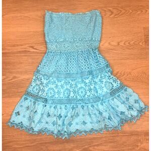 Temptation Positano italy blue crochet dress womens size medium